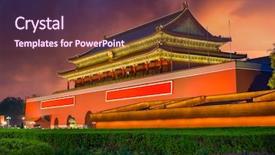  Presentation with china - Presentation theme with beijing china at tiananmen gate background and a tawny brown colored foreground