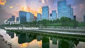  Presentation with cbd - PPT theme consisting of beijing-china-cbd-city-skyline background and a ocean colored foreground