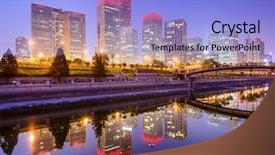  Presentation with cbd - Slide deck consisting of beijing china cbd city skyline background and a light blue colored foreground