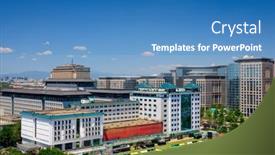  Presentation with china - PPT theme consisting of beijing-china-cityscape-overlooking-sports background and a  colored foreground