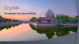  Presentation with forbidden city - Beautiful slide set featuring beijing-china-from-the-forbidden backdrop and a light blue colored foreground