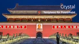  Presentation with forbidden city - Audience pleasing presentation theme consisting of beijing-china-june-24-2014 backdrop and a navy blue colored foreground