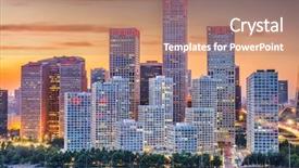  Presentation with rise - Theme consisting of beijing china modern financial district background and a coral colored foreground