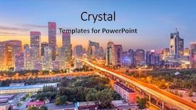  Presentation with china - Slides with beijing china modern financial district background and a light blue colored foreground