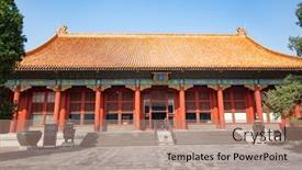  Presentation with forbidden city - Audience pleasing slide deck consisting of beijing-china-october-14-2017 backdrop and a coral colored foreground