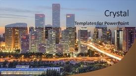  Presentation with china - Slides featuring beijing china skyline background and a light blue colored foreground