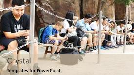  Presentation with amusement park - Presentation theme enhanced with beijing-circa-june-2015-people background and a lemonade colored foreground
