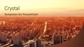  Presentation with city buildings - Amazing PPT theme having beijing city sunrise with buildings in the morning backdrop and a white colored foreground