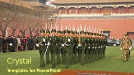  Presentation with china flag - Colorful slides enhanced with beijing-december-27-chinese-soldiers backdrop and a tawny brown colored foreground