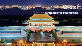  Presentation with ancient forbidden city - Slide deck enhanced with beijing forbidden city at dusk with ancient pagoda architecture background and a navy blue colored foreground