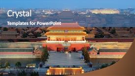  Presentation with forbidden city - Audience pleasing slide deck consisting of beijing forbidden city at dusk backdrop and a teal colored foreground