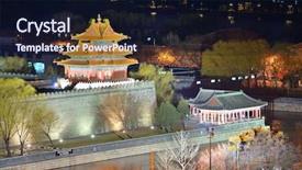  Presentation with forbidden city - Theme with beijing forbidden city at dusk with ancient pagoda architecture background and a wine colored foreground