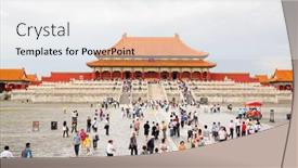 Presentation with forbidden city - Audience pleasing PPT theme consisting of beijing-may-30-plenty-tourists backdrop and a white colored foreground