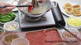  Presentation with shabu - Theme with beijing-shuan-yang-rou-chinese background and a red colored foreground