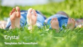  Presentation with human being - PPT layouts enhanced with human being - adult's and child's bare feet background and a seafoam green colored foreground