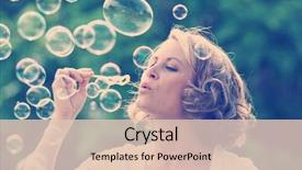  Presentation with human being - Presentation theme consisting of human being - pretty girl blowing bubbles background and a lemonade colored foreground