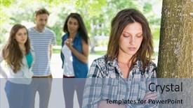  Presentation with peer - Colorful presentation design enhanced with being bullied by her peer backdrop and a seafoam green colored foreground