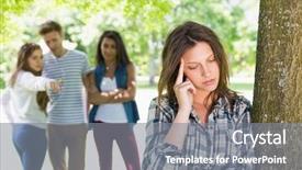  Presentation with peer - Slides enhanced with being bullied by her peer background and a gray colored foreground