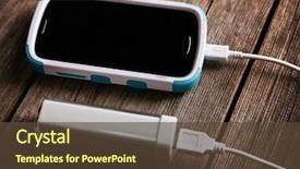  Presentation with power bank - PPT layouts featuring being charged with a power background and a tawny brown colored foreground