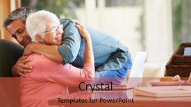  Presentation with mother son flowers - Slide set having being comforted by adult son background and a red colored foreground