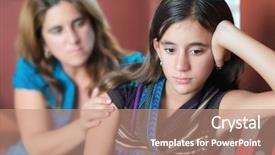  Presentation with sad girl - Presentation theme consisting of being comforted by her mother background and a coral colored foreground