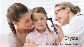  Presentation with female - Slide set with being examined by female doctor background and a coral colored foreground