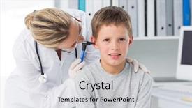  Presentation with female doctor - Presentation theme enhanced with being examined by female doctor background and a light gray colored foreground