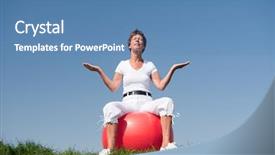  Presentation with active meditation - Beautiful PPT theme featuring being faithful - active senior woman is doing backdrop and a  colored foreground