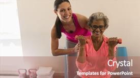  Presentation with senior fitness - Amazing slides having being fit - front view of happy female backdrop and a red colored foreground