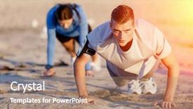  Presentation with push vs pull - Slides having being fit - young couple doing push ups background and a coral colored foreground