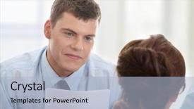 Presentation with attitude - PPT layouts having being interviewed for a job background and a light blue colored foreground