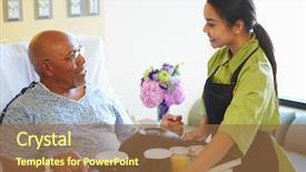  Presentation with served - Cool new slide deck with sexy slim female legs latex backdrop and a sky blue colored foreground.