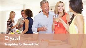  Presentation with dinner party - Beautiful PPT layouts featuring being welcomed at dinner party backdrop and a coral colored foreground