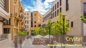  Presentation with city people walking - Colorful slide deck enhanced with beirut-lebanon-april-30-2017 backdrop and a coral colored foreground