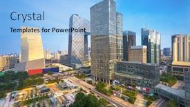  Presentation with cbd - Amazing theme having bejing-china-cbd-city-skyline backdrop and a light blue colored foreground