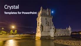  Presentation with tower - PPT theme having belem tower - lisbon portugal - architecture background and a wine colored foreground