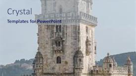  Presentation with bank - Slide set enhanced with belem-tower-at-the-bank background and a  colored foreground