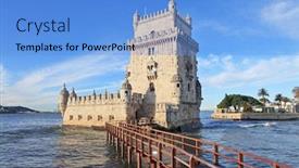  Presentation with tower - Cool new PPT theme with belem-tower-in-lisbon-portugal backdrop and a light blue colored foreground