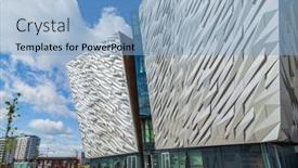  Presentation with titanic - Presentation theme consisting of belfast-northern-ireland-august-15 background and a light blue colored foreground
