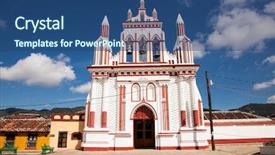  Presentation with church - Presentation enhanced with belfry on church in san background and a ocean colored foreground