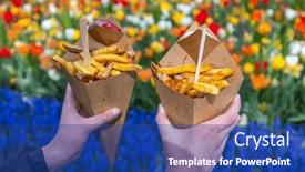  Presentation with garden - PPT layouts consisting of belgian-fries-in-keukenhof-flower background and a ocean colored foreground