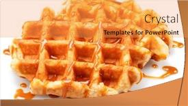  Presentation with kue waffle - PPT theme having belgian-waffle-with-caramel-topping background and a yellow colored foreground