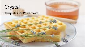  Presentation with waffles - Beautiful presentation featuring belgian waffles fresh honey and a bunch of lavender backdrop and a lemonade colored foreground