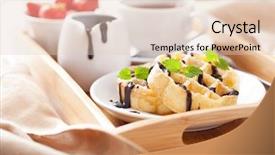  Presentation with waffles - Colorful presentation theme enhanced with belgian waffles with chocolate and powder sugar for breakfast backdrop and a lemonade colored foreground