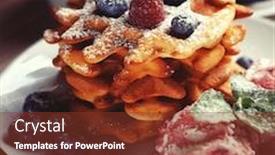  Presentation with waffles - Slide set enhanced with belgian waffles with fresh berries and ice cream close up background and a tawny brown colored foreground