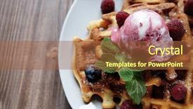  Presentation with ice cream - PPT theme having belgian waffles with fresh berries background and a red colored foreground