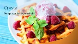  Presentation with ice blue - PPT theme with belgian-waffles-with-fresh-berries background and a arctic colored foreground