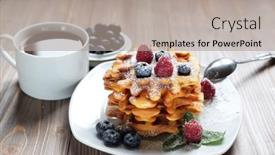  Presentation with waffles - Presentation with belgian-waffles-with-fresh-berries background and a light gray colored foreground