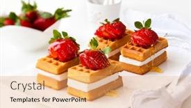  Presentation with waffles - Audience pleasing presentation consisting of belgian waffles with fresh strawberries and cream backdrop and a coral colored foreground