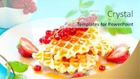  Presentation with waffles - Presentation theme having belgian waffles with honey and berries background and a cool aqua colored foreground